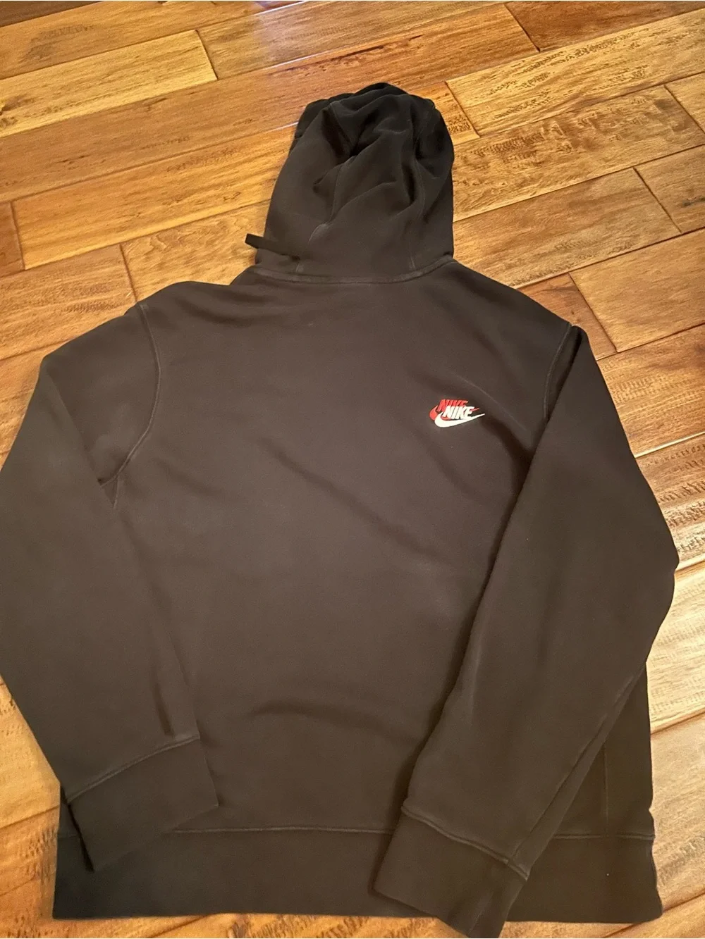 Nike Black Hoodie with Multicolor Logo Accents